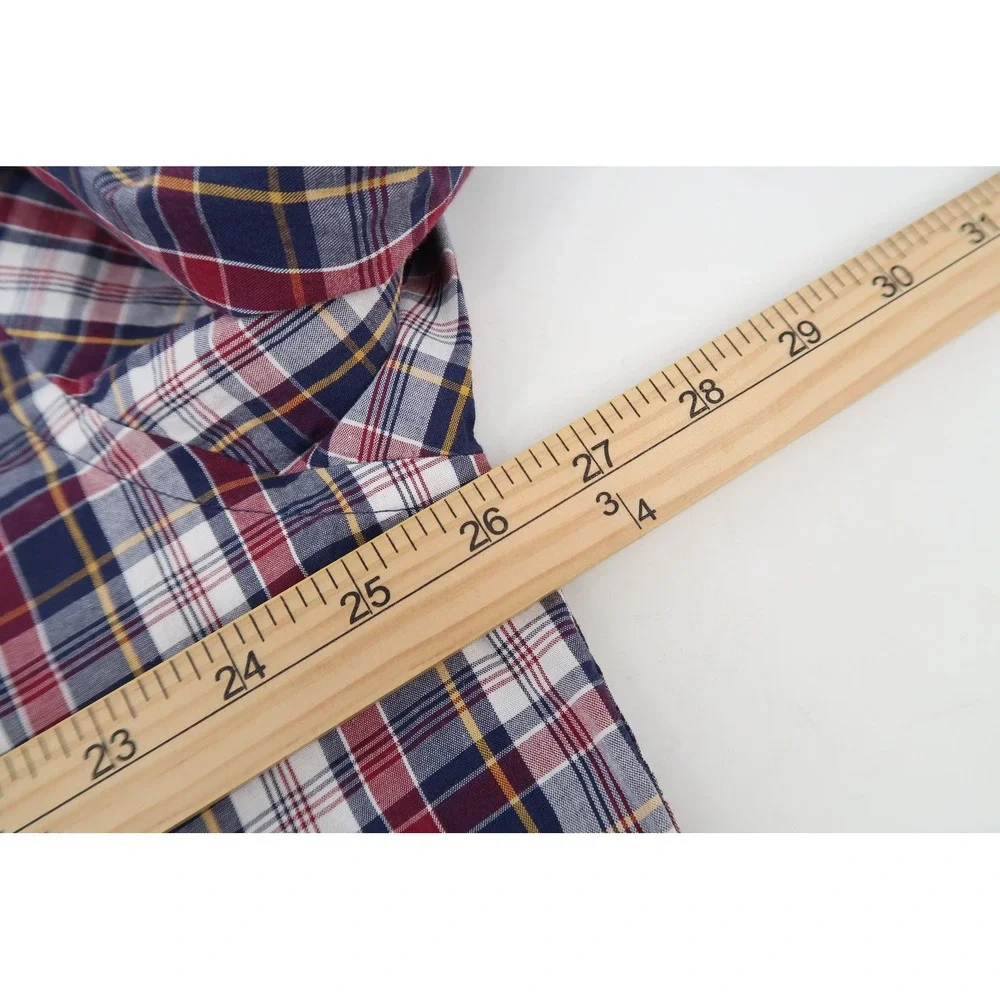 J.Crew Button Down Shirt Mens XXL Navy Red Plaid Flex Washed Classic BP969 NEW